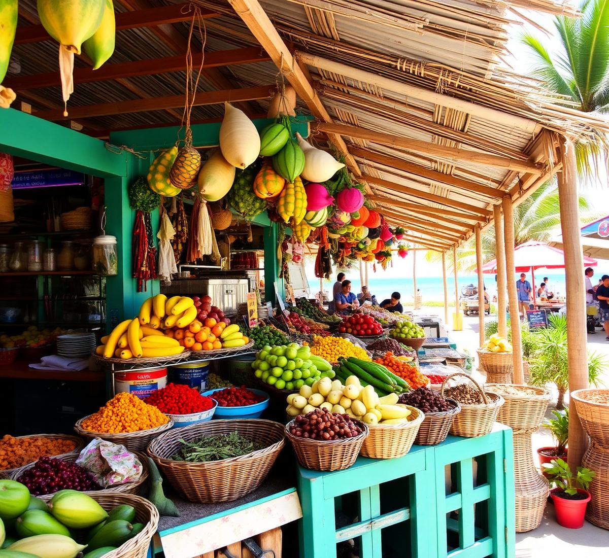 Illustrative coastal market photograph